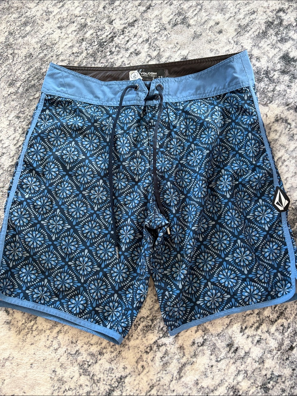 Volcom Men's Blue Geometric Floral Board Shorts